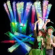 SHQDD 28PCS Glow Fiber Wands Sticks,LED Light Wands,Glow in the Dark Party Supplies,Fiber Optic Wands,LED Flashing Sticks,Fiber Optic Light Wand Stick for Party,Wedding,Halloween,New Year Party Favors
