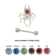 Eyebrow Shield Sterling Silver Spider Design with CZ Jewel