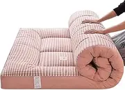 Japanese Futon Mattress Floor Mattress, Foldable Mattress, Roll Up Mattress Tatami Mat, Thick Folding Sleeping Pad Applicable to Bedroom/Living/Floor Mat/Tent Mat (Color : Pink, Size : 150x190cm)