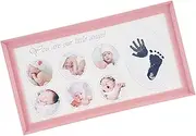 SHOWERORO 1pc Footprint Mud Photo Frame Poster Frame Hand Footprint Kit Handprint Pad Fingerprint Hand Mold Foot Print Frames Feet Hands Picture Frame Pink Wood-based Panel