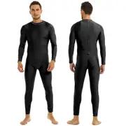 Mens One Piece Bodysuit Turtleneck Spandex Long Sleeve Unitard Leotard Dancewear black Large