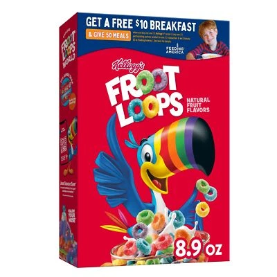 Kellogg’s Froot Loops Breakfast Cereal, Kids Cereal, Family Breakfast, Origin...