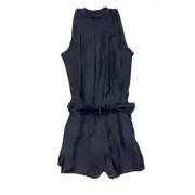 REISS MURPHY HEMP BLEND SLEEVELESS PLAYSUIT ROMPER IN NAVY NWT WOMEN'S SIZE 2