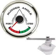 KAOLALI 52mm Rudder Angle Indicator Waterproof Gauge Meter 0-190 ohm with Mating Angle Sensor for Boat Yacht 52mm 9-32V Backlight（White Sliver）