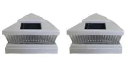 2 pcs 4x4 5x5 6x6 White Garden Solar Fence Post Cap Light 5 LED Bulb 78Lumens