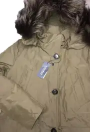 Woolrich Women’s S Arctic Parka TT Down Ramar Detachable Hood Fox Fur Green NEW
