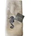 Traditions Seahorse Fingertip Towel Ivory Embroidered Summer Beach Home