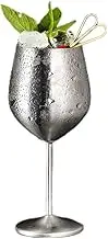 Red Wine Glass, Portable Wine Tumbler, Beautiful Shatterproof 500ml Stainless Steel, for Home Use (Silver)