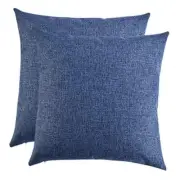 Set of 2, Decorative Linen Bed Throw Pillow Cases, 18" x 18" (Pack of 2) Denim