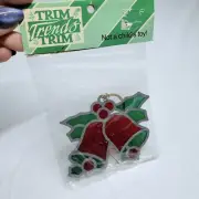 Vintage 1986 Stained Glass Christmas Holly Leaf Sun Catcher Ornament