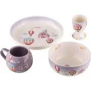 4pc Ashdene Up In The Sky Kids Ceramic 200ml Drink Mug Egg Cup/Bowl/Plate Set