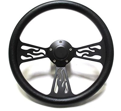 1969 -1994 Chevelle Steering Wheel Black Billet Flamed Design WITH ADAPTER/HORN