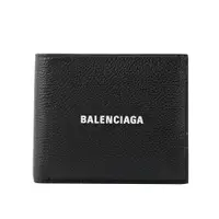 在飛比找PChome24h購物優惠-BALENCIAGA 經典LOGO牛皮對開零錢袋短夾(黑色)