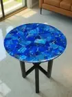 Lapis Lazuli Stone Coffee Table Top, Blue Marble Gemstone Center Table Top Decor