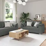 3 Piece Sofa Set with Cushions - Dark Grey Fabric vidaXL