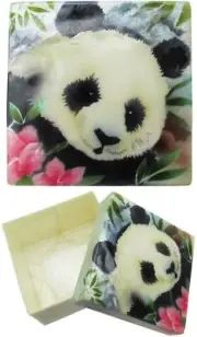 Capiz Shell Trinket Box, 3", Panda