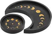 LeoLeoxx 1 Set Wooden Moon Stones Display Plate Perfume Gemstones Bracelet Jewelry Dish Stone Moon Decor Nail Polish Wooden Organizer Jewelry Plate