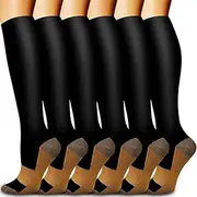 [Amofatia] Compression Socks for Women & Men Circulation (6 Pairs) 15-20 mmHg is Best Support for Athletic Running Cycling
