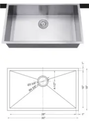 Stone Universe Series 18 Gauge Stainless Steel Undermount Sink SIS-UZ105-30ZR