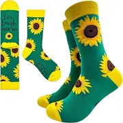 [Cusrtyh] Live laugh Fxxk off Novelty Funny Breathable Printed Cotton Socks, Unisex Cozy Knitted Crew Socks with Humor Sarcastic Sayings, Gifts for Teens Friend Bestie Leader Colleague Boss Manger