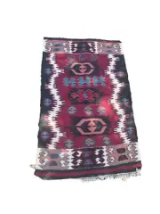 Vintage Turkish Handwoven Rug, Turkish Carpet Hand Knotted Wool Runner.