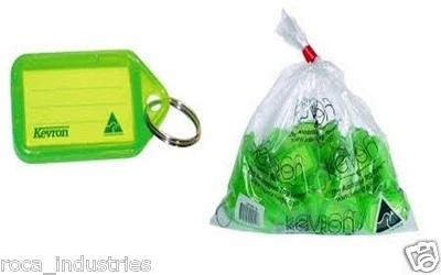 Kevron Key Ring Tags - Green - Bag of 50 Tags - FREE POSTAGE & GST INV