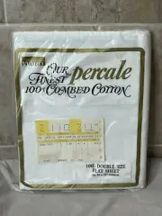 Montgomery Ward Vintage Percale Combed Cotton White Double Size Flat Sheet- New