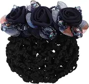 WOONEKY Flower Bun Net Clip Elegant Hair Accessory for Women for Nurses Stewardess Ballet Dancers Versatile Floral Design for Formal Casual Occasions