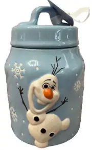 RAE DUNN DISNEY FROZEN BLUE OLAF CANISTER W/3D OLAF & SNOWFLAKES “WARM HUGS” NEW