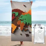 World Map Made Of Spices Quick Dry Towel Microfiber Sports Gym Shower Home Use Hiking Bathroom Multifunctional