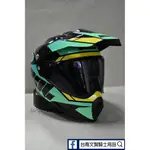 台南WS騎士用品 SOL SS-2P 太空漫遊  黑/綠 內墨鏡金屬雙D扣 全罩式 越野帽 PC安全帽