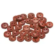 30pcs Wooden Sewing Button 9mm 2 Holes Round Craft Clothing Button Red Brown