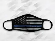Police Thin Blue Line Flag To Serve and Protect Face Mask Triple Layered Sealed