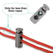 30 Pcs Gray Spring Loaded 5mm Dia Dual Holes Cord Locks Stoppers Toggles