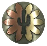 Augus 1 inch Copper and Gold Sunflower Cactus Single Concho