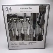 Concord 24 Piece Flatware Set, Service for 4 New Knives Forks Spoons Teaspoons