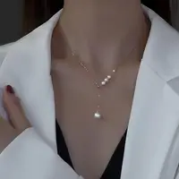 在飛比找momo購物網優惠-【KT DADA】s999純銀項鍊 女生項鍊 高級感珍珠項鍊