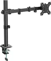 Groov-e Single Monitor Mount for 13-32 Inch Screens - VESA Compatible, Made of Durable Steel, with Adjustable Height, Tilt, and Swivel, Includes Clamp & Grommet Mounting Options, Easy to Assemble