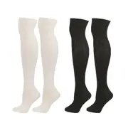 Nevenka 2Packs Women Extra Long High Socks Knit Warmers Thick Tall Long Boot Stockings Leg-WhiteBlack