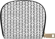 [JEJEA] Black and White Pattern Print Credit Card Holder Wallet, Small Card Holder Wallet with Zipper,Leather Card Holder, White, One Size