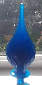 clearanceResin Replica Genie Bottle Stopper Light Cobalt Blue Quilted Style