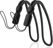 2 Pack Hand Wrist Strap Lanyard, Adjustable Black Nylon Hand Wrist Straps Wrist Strap for Mobile Phone Case Holder, Camera, Key, AirPods Pro, Camera, Key, GoPro, USB Drive, Ski Glove (Black-2Pcs)
