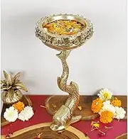 Earthing Hands14 Inches Fish Design Decorative Brass Urli Showpiece, Urli Bowl for Home Decor, Home Decorative Accessories, Brass Urli Decor, Brass Flower Bowl, Standard, Pack of 1