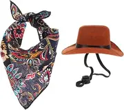 1 Set Adorable Pet Bib Cowboy Hat Dogs Cats Stylish Scarf Hat Washable Wear Resistant Pet Supplies for Parties Costumes Design