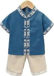 [MEIOOFIC] Children's Tang Suit Boys Summer Baby Hanfu, Chinese Style Boys Summer Suit, National Style, Thin and Fashionable, Sizes 31.5-59 Inches
