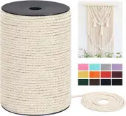 Macrame Cord 4mm x 240yd 100% Natual Cotton Macrame Rope 3 Strand Twisted New