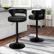 ALFORDSON Set of 4 Bar Stool Adjustable Kitchen Stool Swivel Counter Wooden Dining Chair in 61-82cm Seat Height with Gas Lift, Bar Sets for Home Dining Room Cafe Shops Bars, Ramiro All Black