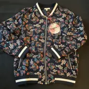 HAYDEN GIRLS Floral Print Bomber Jacket - Navy - NWT Girls 9/10