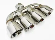 Quad Exhaust Tip Center 3.00 inlet 3.50 X 15.00 WQUAD35015-300-HP-SS Rolled Sla