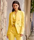 Boston Proper 6 Modern Double Breasted Blazer Yellow Gold Button Preppy Academia
